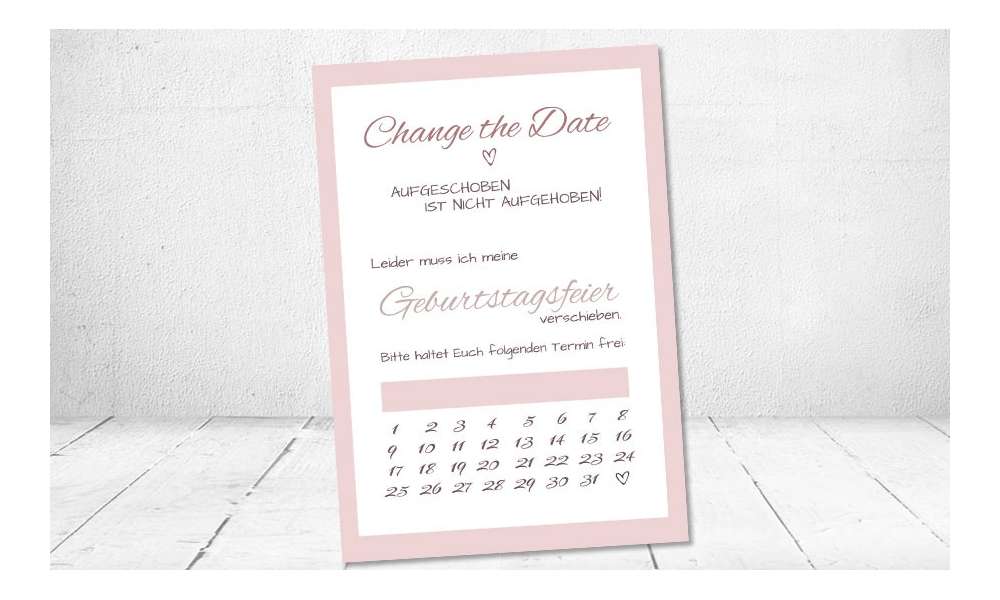 Change the Date Postkarten Hochzeit Kraftpapier