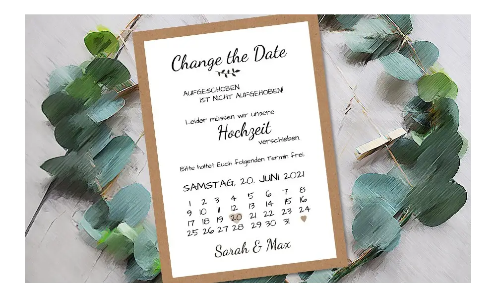 Change the Date Kraftpapier Postkarten zur Hochzeit