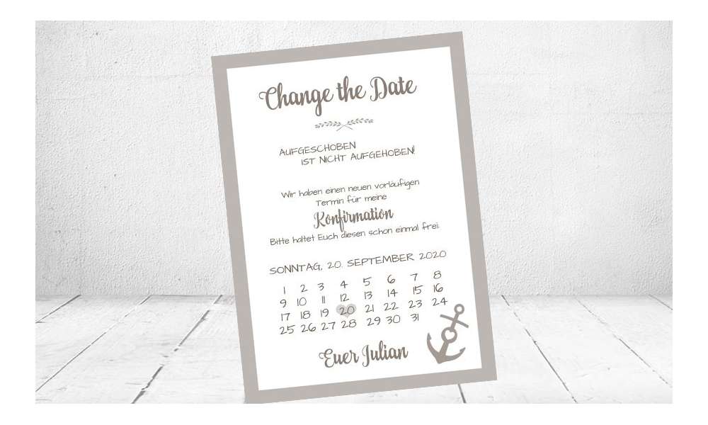 Change the Date Postkarten Hochzeit Kraftpapier