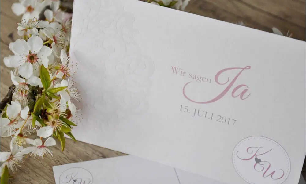 Save the date Karten Hochzeit Vintage rosa Spitze