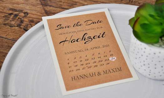 Save the date Karten Hochzeit Vintage Kraftpapier