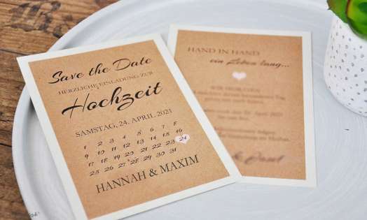 Save the date Karten Hochzeit Vintage Kraftpapier