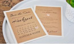 Save the date Karten Hochzeit Vintage Kraftpapier