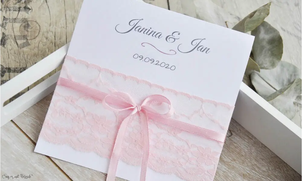 Hochzeitseinladung Vintage rosa Spitze diy