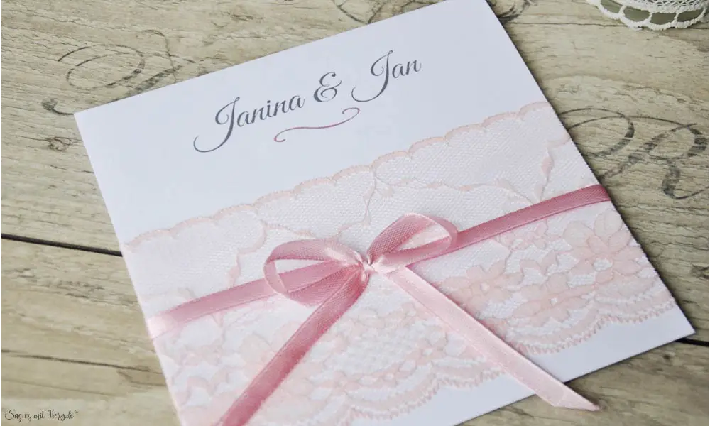 Hochzeitseinladung Vintage rosa Spitze diy
