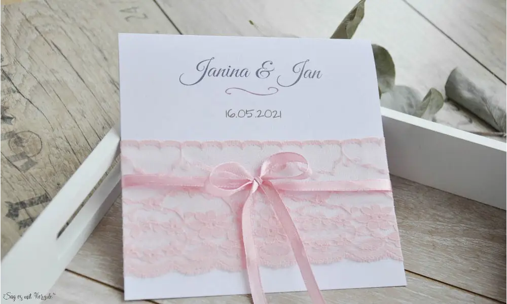 Hochzeitseinladung Vintage rosa Spitze diy