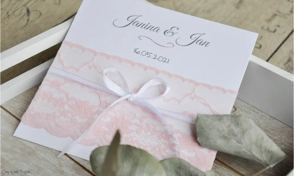 Einladungskarten Hochzeit Spitze rosa - inkl. gratis Gestaltung
