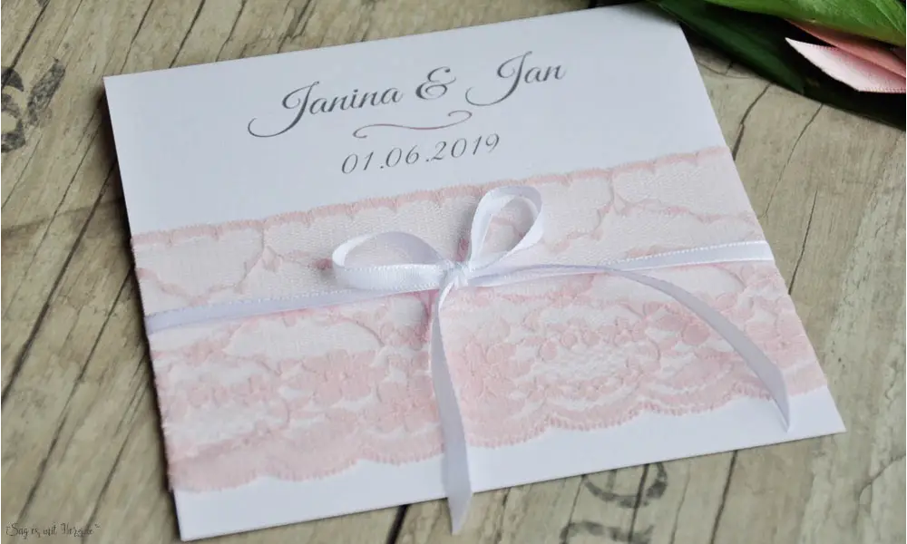 Einladungskarten Hochzeit Spitze rosa - inkl. gratis Gestaltung