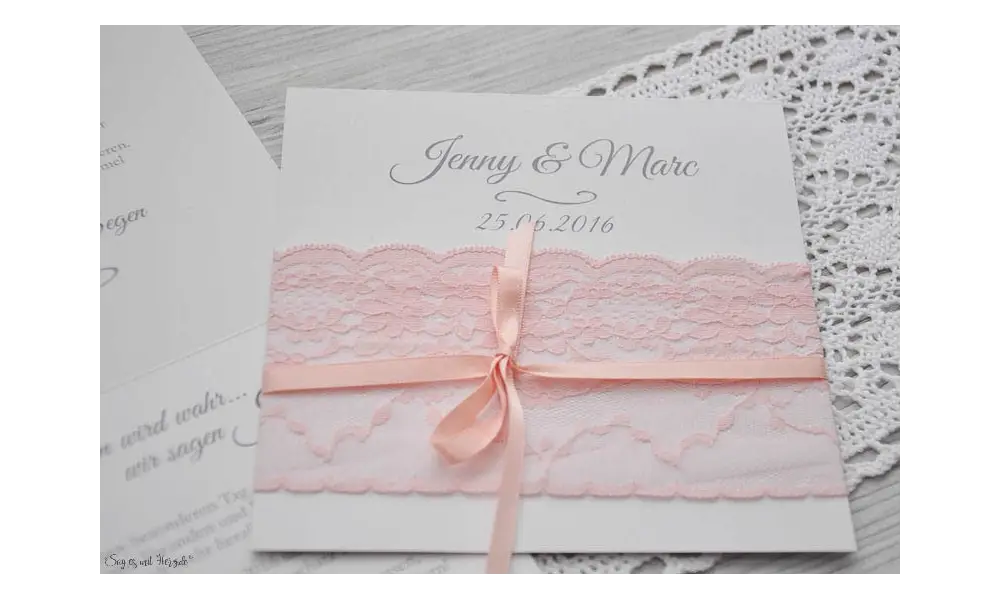 Einladungskarten Hochzeit Spitze rosa - inkl. gratis Gestaltung