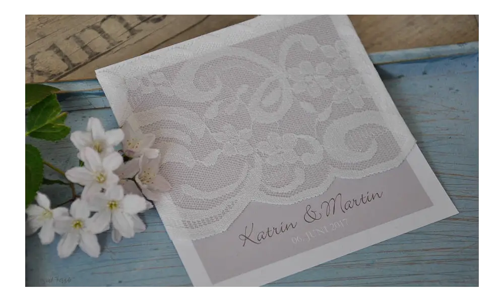 Einladungskarten Hochzeit Vintage Spitze
