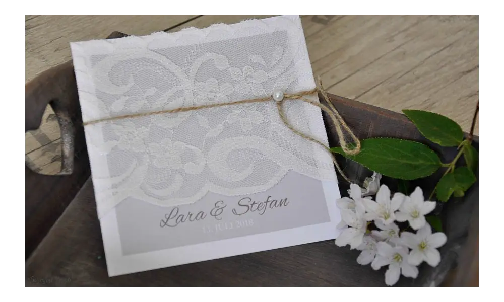 Einladungskarten Hochzeit Vintage Spitze