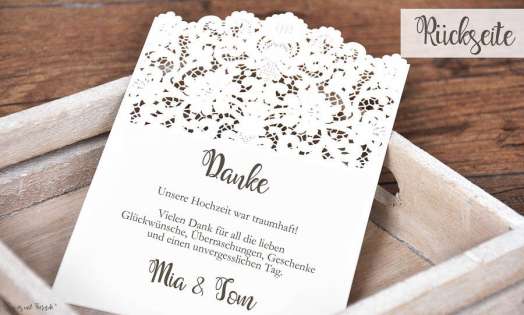 Dankeskarten Hochzeit Lasercut Spitze