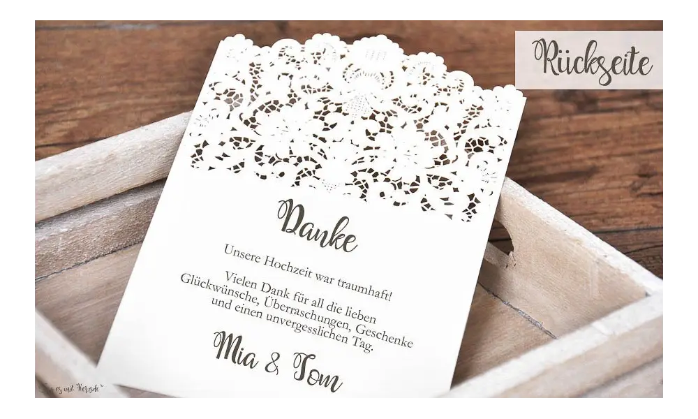Dankeskarten Hochzeit Lasercut Spitze