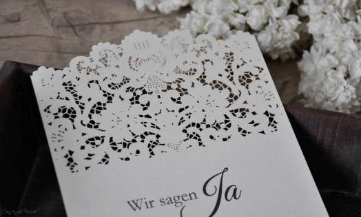 Einladungskarten Hochzeit Spitze Lasercut