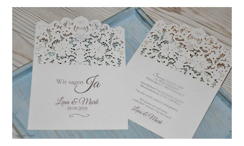 Einladungskarten Hochzeit Spitze Lasercut