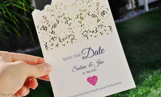 Save the Date Karten Hochzeit Spitze Lasercut