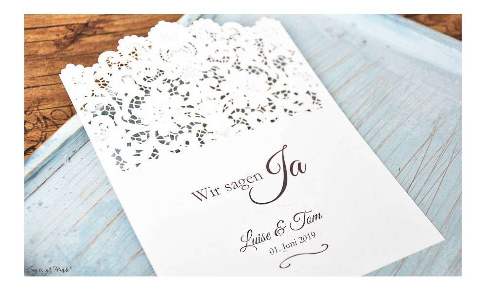 Einladungskarten Hochzeit Spitze Lasercut