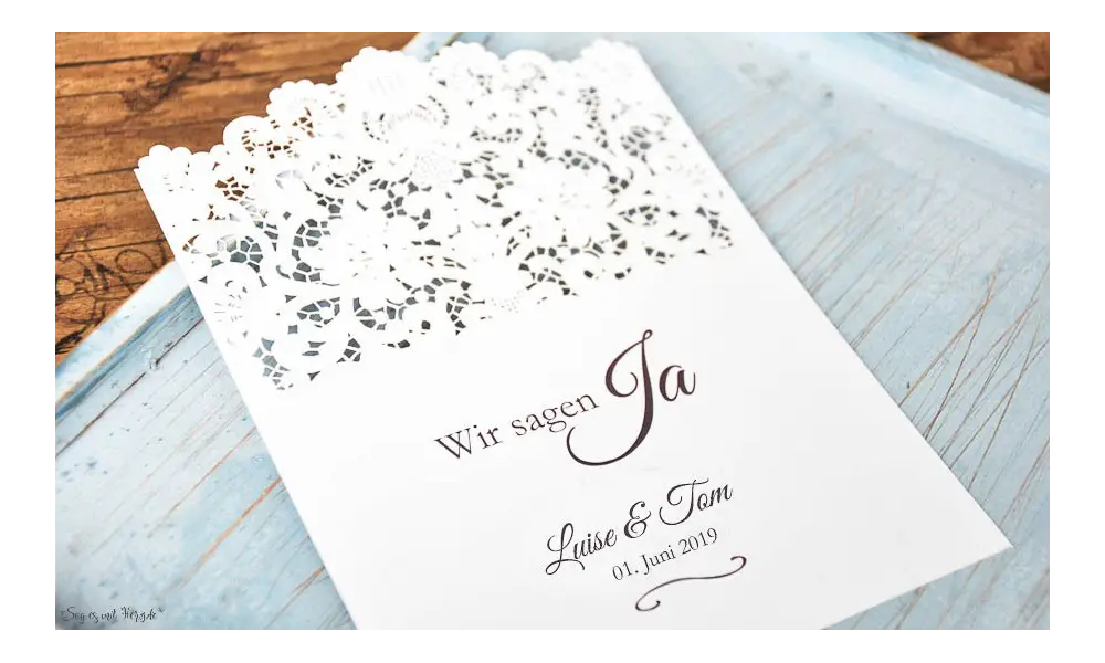 Einladungskarten Hochzeit Spitze Lasercut