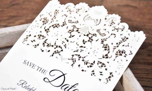 Save the Date Karten Hochzeit Spitze Lasercut