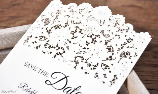 Save the Date Karten Hochzeit Spitze Lasercut