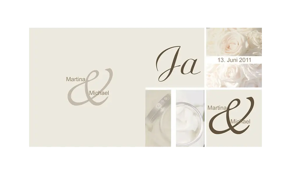 Hochzeitskarte, Einladung Hochzeit, Klappkarte Quadrat, creme