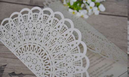 Hochzeitseinladungen Vintage Spitze Kraftpapier Lasercut diy