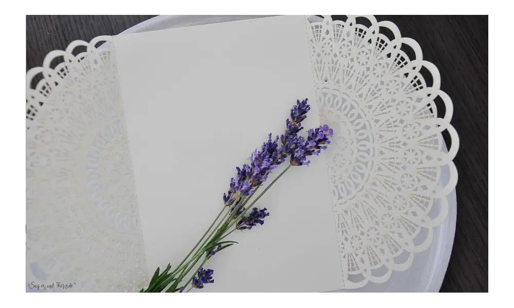 Hochzeitseinladungen Vintage Spitze Kraftpapier Lasercut diy
