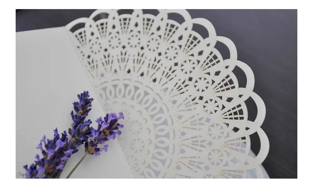 Hochzeitseinladungen Vintage Spitze Kraftpapier Lasercut diy