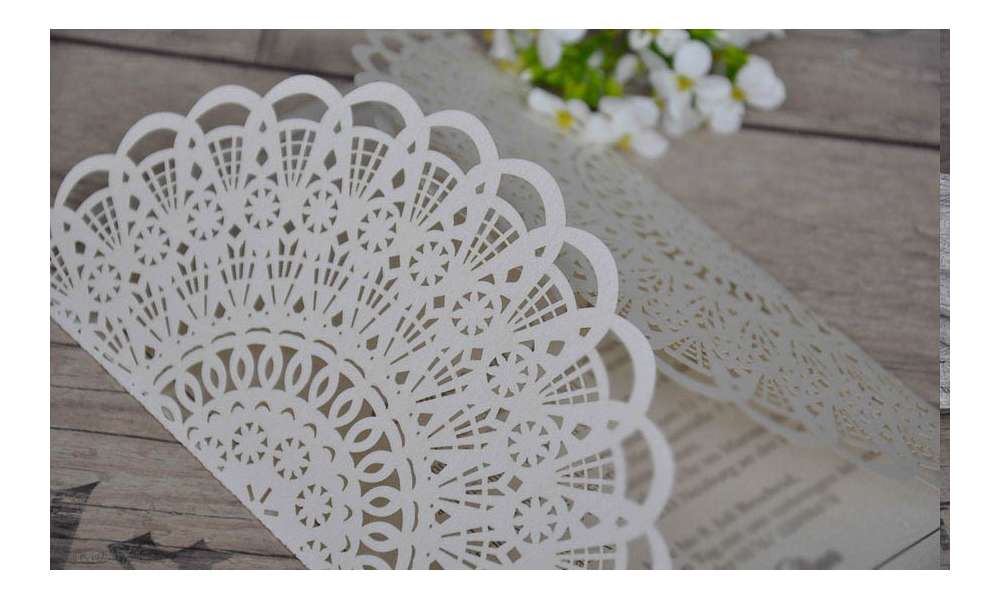 Hochzeitseinladung rosa Spitze Lasercut Vintage diy
