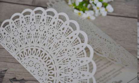 Hochzeitseinladung rosa Spitze Lasercut Vintage diy