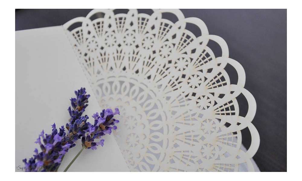 Hochzeitseinladung Spitze Kraftpapier Lasercut Vintage diy