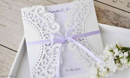 Einladungskarten Hochzeit Spitze Vintage Lasercut