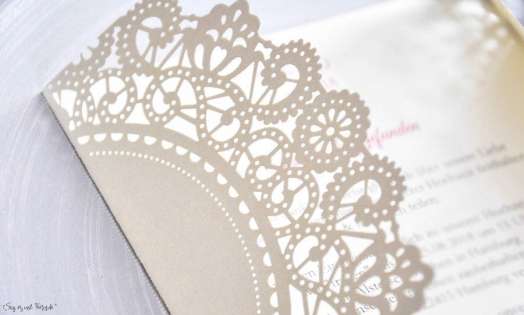 Einladungskarten Hochzeit Spitze Vintage Lasercut