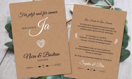 Vintage Kraftpapier Hochzeitseinladung rustical Spitze