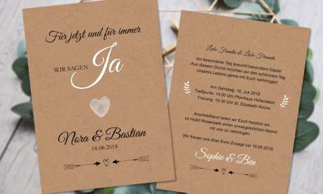 Vintage Kraftpapier Hochzeitseinladung rustical natural Spitze