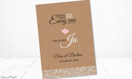 Vintage Kraftpapier Hochzeitseinladung rustical natural Spitze