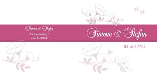 Einladungskarte Hochzeit "Kirschblüte", Klappkarte Quadrat, weiß pink