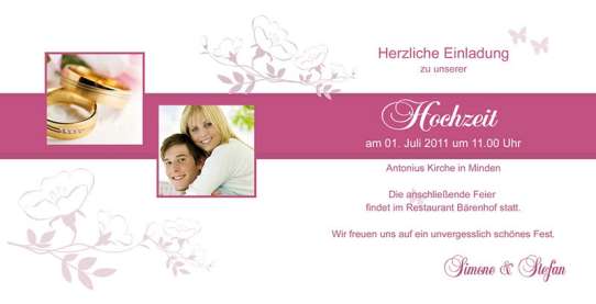 Einladungskarte Hochzeit "Kirschblüte", Klappkarte Quadrat, weiß pink