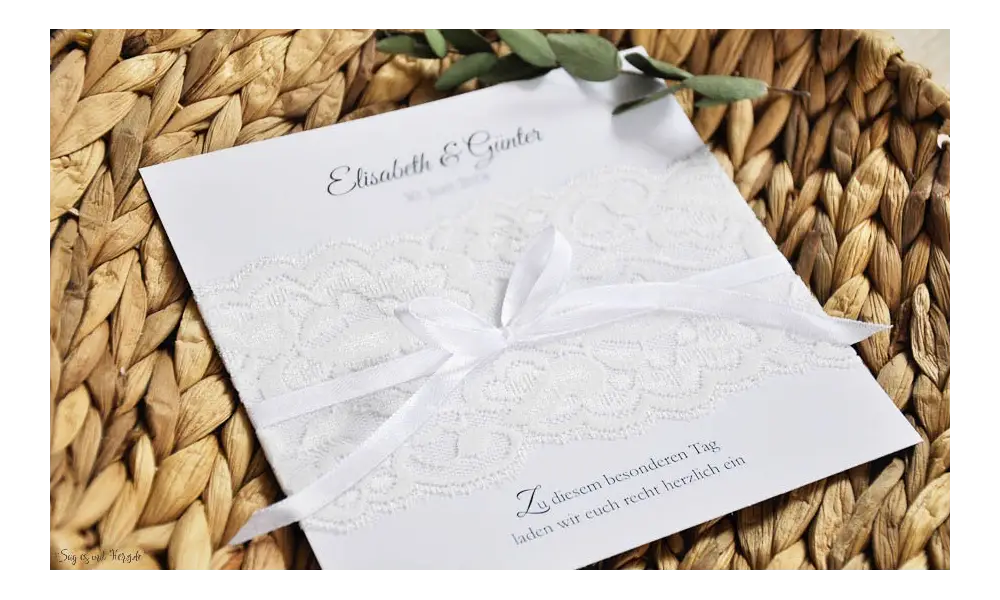 Einladungskarten Hochzeit Spitze weiß Vintage