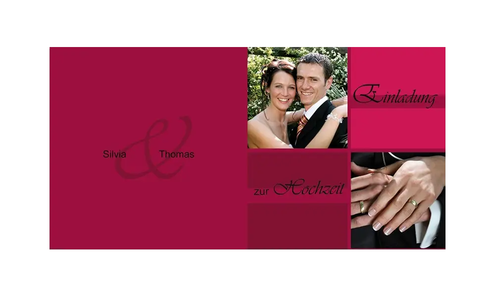 Einladungskarte Hochzeit "Quadrat", Klappkarte Quadrat, rot