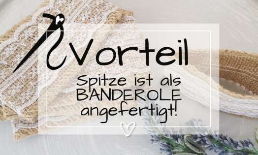 Einladungskarten Hochzeit Vintage Sackenleinen Spitze flieder lavendel