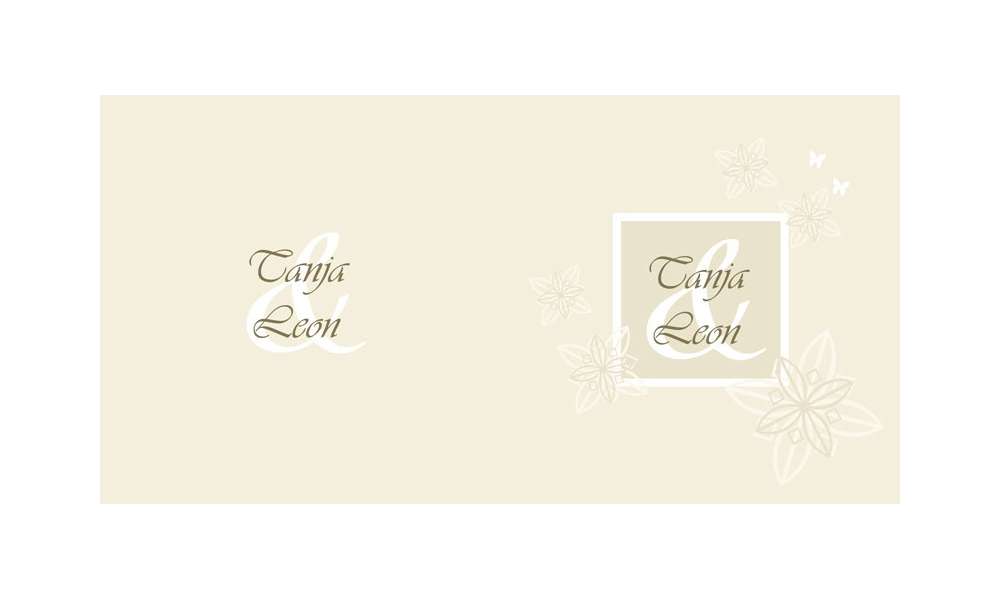 Einladungskarte Hochzeit "Klassich", Klappkarte Quadrat, creme
