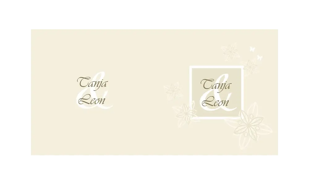 Einladungskarte Hochzeit "Klassich", Klappkarte Quadrat, creme
