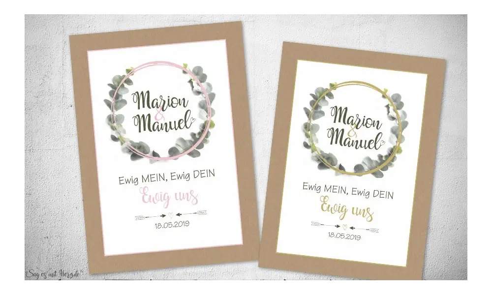 Einladungskarten Hochzeit Eukalyptus