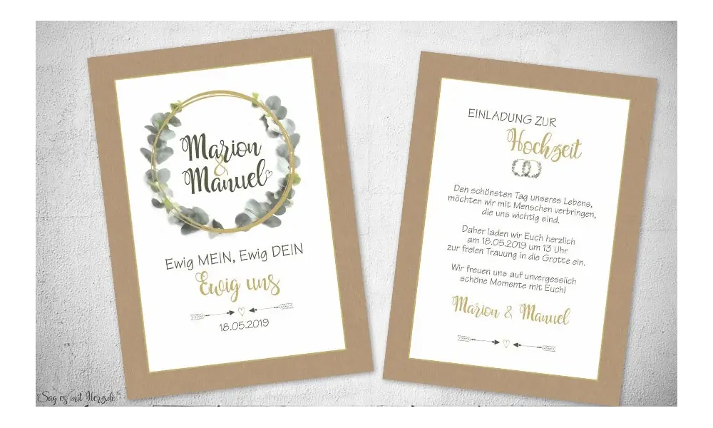 Einladungskarten Hochzeit Eukalyptus