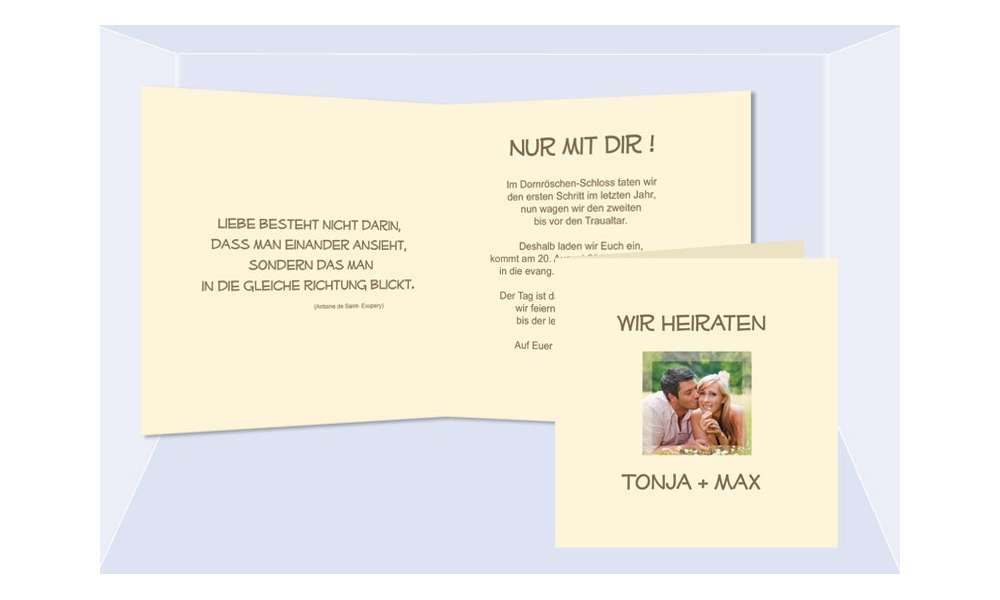 Einladungskarte Hochzeit "einfach schick", Klappkarte Quadrat, creme Einladungskarte Hochzeit "einfach schick", Klappkarte Quadrat, creme