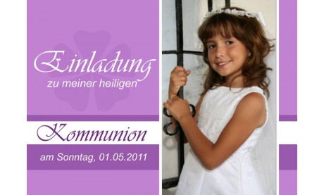 Einladung Kommunion / Konfirmation, Postkarte 10x15 cm, lila