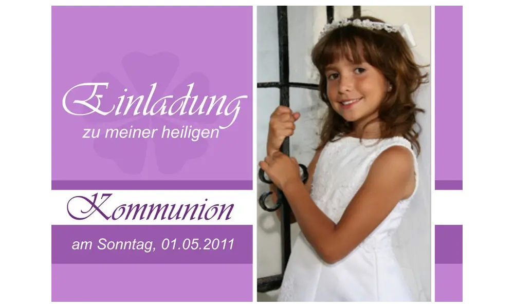 Einladung Kommunion / Konfirmation, Postkarte 10x15 cm, lila