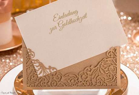 Hochzeitseinladungen gold Lasercut Spitze edel