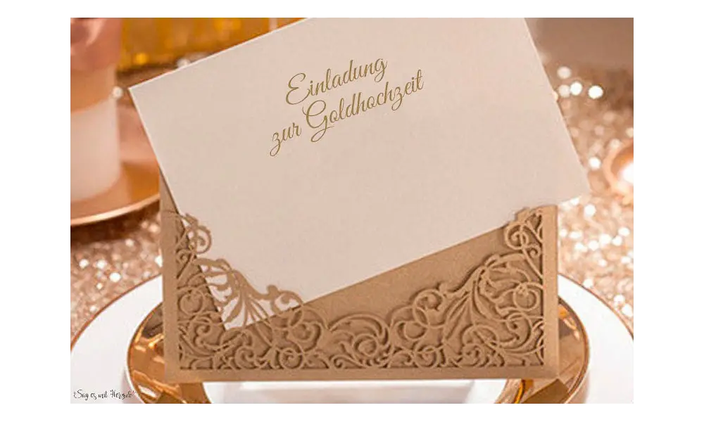 Hochzeitseinladungen gold Lasercut Spitze edel